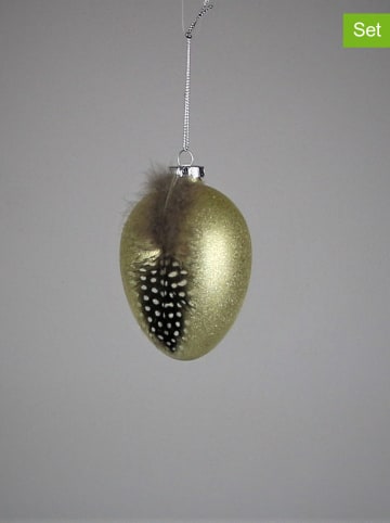 AM Design 2er-Set: Dekoanhänger "Ei" in Gold - (H)12 x  Ø 8 cm