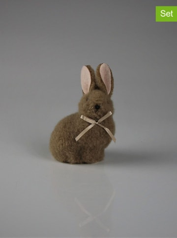 AM Design 2er-Set: Dekofiguren "Hase" in Braun - (B)4 x (H)9 x (T)4 cm