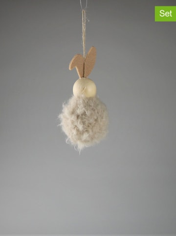 AM Design 2er-Set: Dekoanhänger "Hase" in Beige - (H)14 x  Ø 4 cm