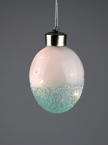 AM Design LED-Dekoanhänger "Ei" in Weiß/ Blau - (H)9 x  Ø 6 cm