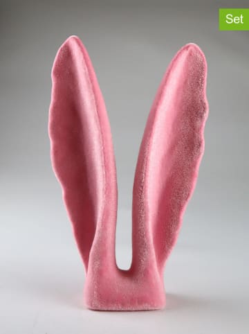 AM Design Decofiguur "Konijnoren" lichtroze - (H)25 cm