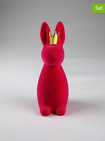 AM Design 2er-Set: Dekofiguren "Hase" in Pink - (H)15 cm