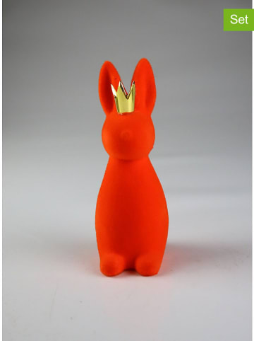 AM Design 2er-Set: Dekofiguren "Hase" in Orange - (H)15 cm