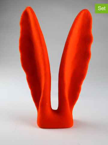 AM Design 2er-Set: Dekofiguren "Hasenohren" in Orange - (H)19 cm