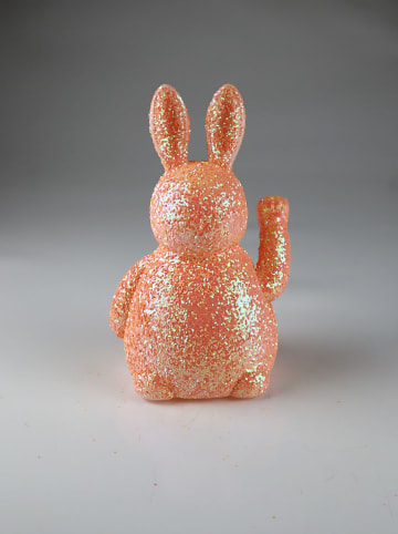 AM Design Decofiguur "Zwaaiend konijn" koraalrood - (H)20 x Ø 11 cm