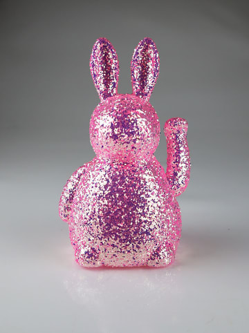 AM Design Decofiguur "Zwaaiend konijn" roze - (H)20 x Ø 11 cm