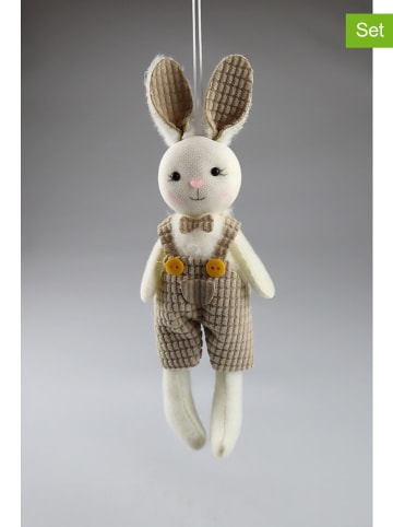 AM Design 2er-Set: Dekoanhänger "Hasenjunge" in Weiß/ Creme - (H)19 cm