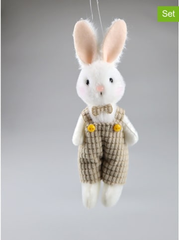 AM Design 2er-Set: Dekoanhänger "Hasenjunge" in Weiß/ Creme - (H)14 cm