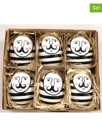 AM Design 6er-Set: Deko-Eier in Schwarz/ Weiß - (H)6 x  Ø 4 cm