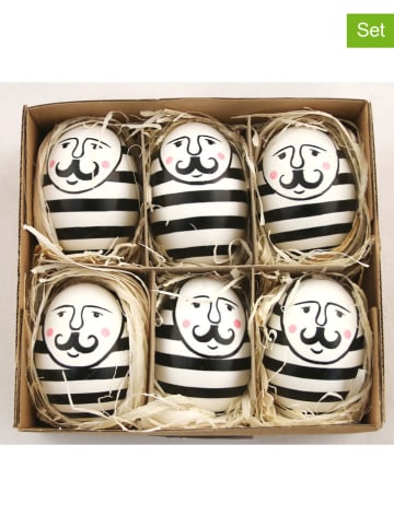 AM Design 6er-Set: Deko-Eier in Schwarz/ Weiß - (H)7 x  Ø 5 cm