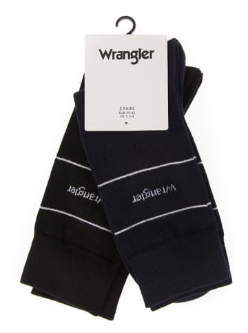 Wrangler 2er-Set: Socken in Schwarz/ Dunkelblau