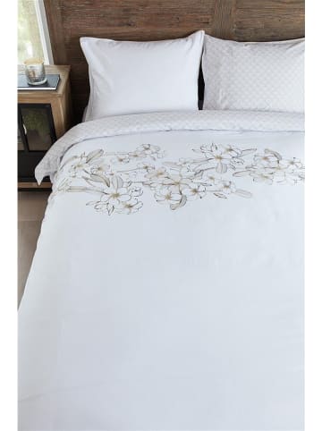 Rivièra Maison Beddengoedset "Plumeria" wit/goudkleurig
