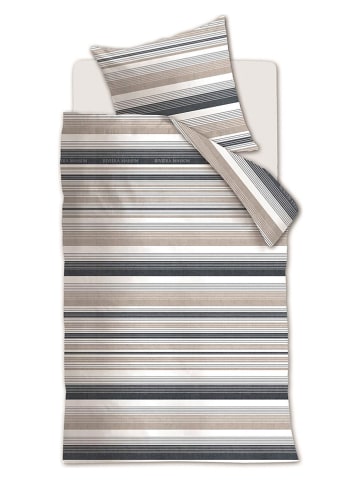 Rivièra Maison Bettwäsche-Set "Sturdy Stripe" in Beige/ Dunkelblau