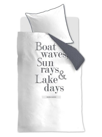 Rivièra Maison Bettwäsche-Set "Lake Days" in Weiß/ Dunkelblau