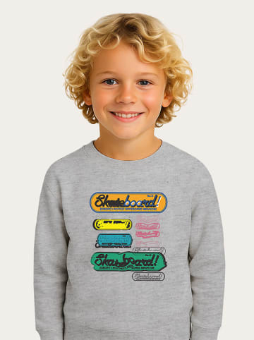 WOOOP Sweatshirt "Skateboard! Magazine More Static" in Grau
