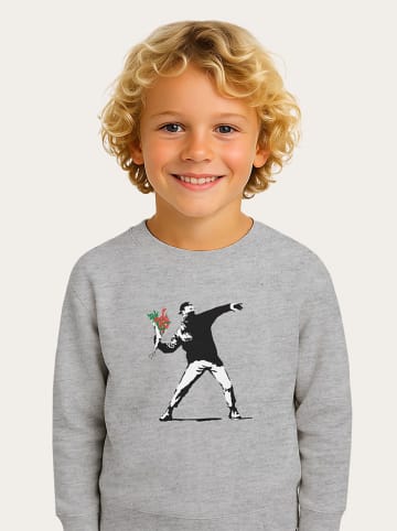 WOOOP Sweatshirt "Banksy Love" in Grau