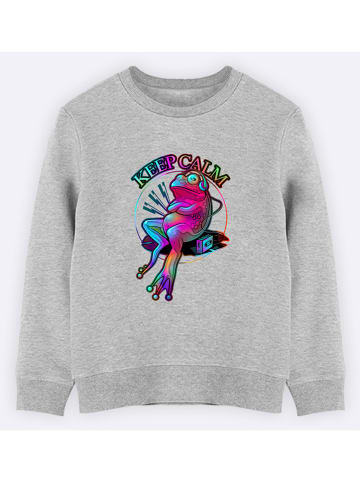 WOOOP Sweatshirt "Frog keep calm" in Grau