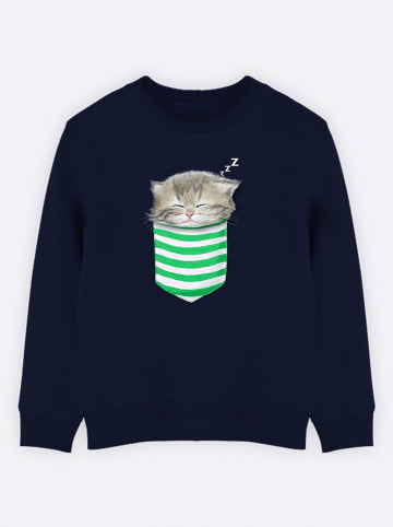 WOOOP Sweatshirt "Cat in the pocket" in Dunkelblau