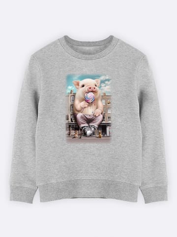 WOOOP Sweatshirt "Pig attack" in Grau