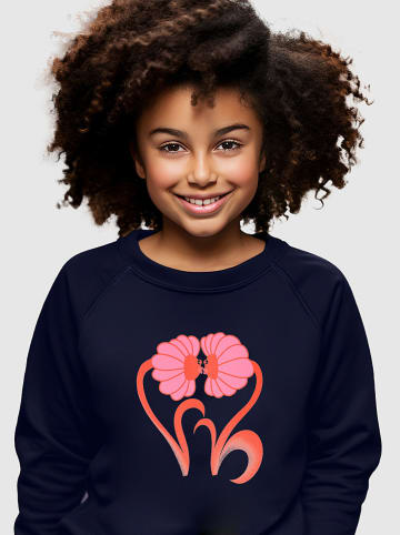 WOOOP Sweatshirt "Flowers" in Dunkelblau