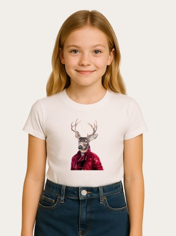 WOOOP Shirt "Red clad deer" in Weiß