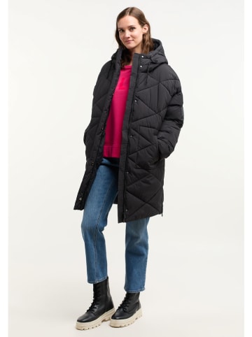 ELBSAND Doorgestikte mantel "Yva" zwart