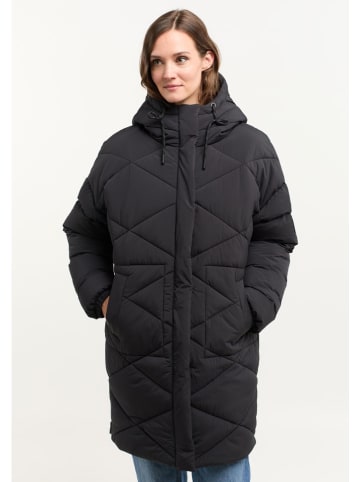 ELBSAND Doorgestikte mantel "Yva" zwart