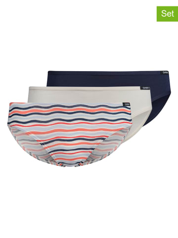 Skiny 3er-Set: Slips in Creme/ Dunkelblau/ Bunt