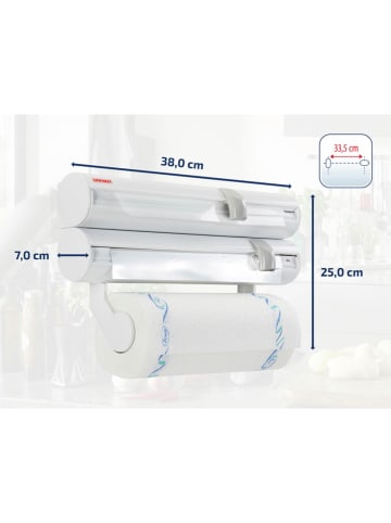 Leifheit Wandrollenhalter "Rolly Mobil" in Weiß/ Grau - (B)38 x (H)25 x (T)7 cm