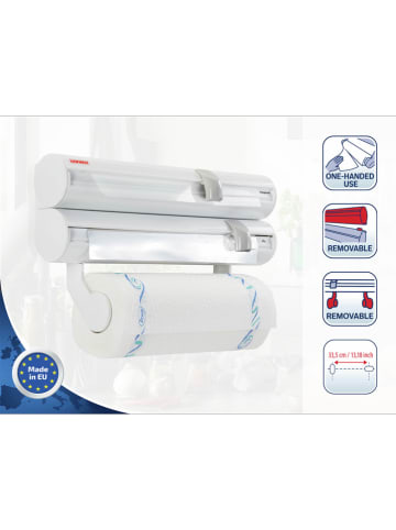 Leifheit Wandrollenhalter "Rolly Mobil" in Weiß/ Grau - (B)38 x (H)25 x (T)7 cm