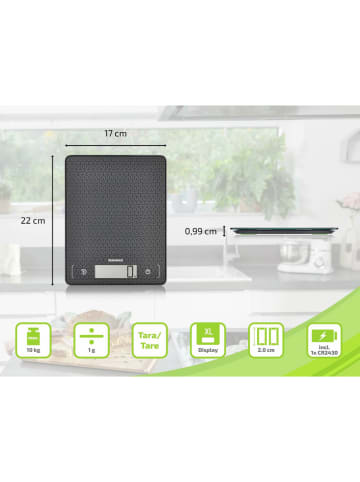 Soehnle Keukenweegschaal "KWD Page Comfort Mosaic" zwart - (L)22 x (B)17 cm