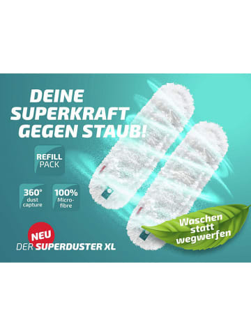 Leifheit 2er-Set: Staubbezüge "Superduster XL" in Türkis/ Weiß