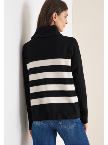 Cecil Rollkragenpullover in Creme/ Schwarz