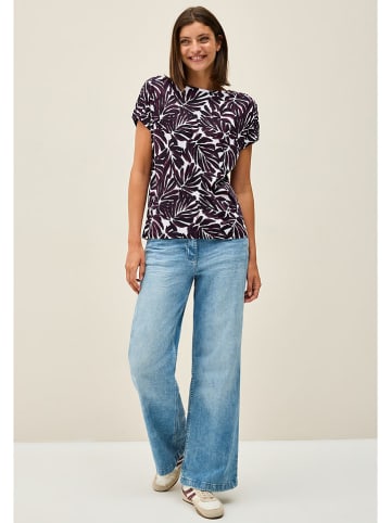 Cecil Shirt in Aubergine/ Weiß