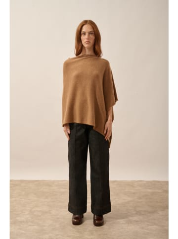 Just Cashmere Kaszmirowe ponczo "Ashley" w kolorze jasnobrązowym