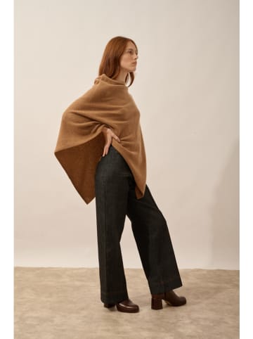 Just Cashmere Kaszmirowe ponczo "Ashley" w kolorze jasnobrązowym