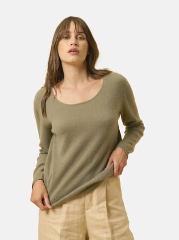 Just Cashmere Kaszmirowy sweter "Fiona" w kolorze khaki