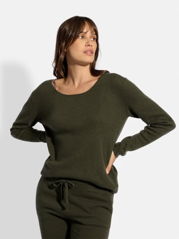 Just Cashmere Kaszmirowy sweter "Fiona" w kolorze khaki