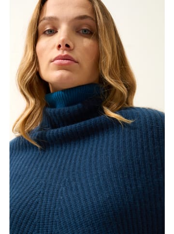 Just Cashmere Kaszmirowe ponczo "Huaraz" w kolorze granatowym