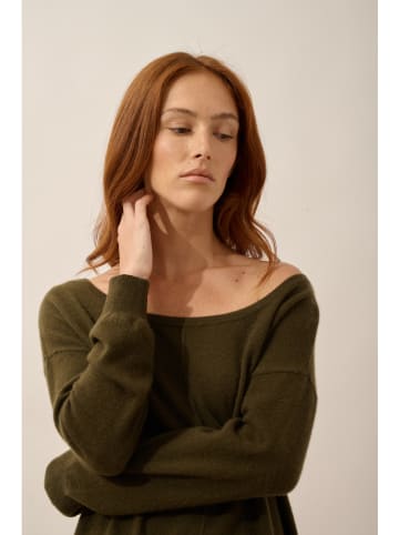 Just Cashmere Kaszmirowy sweter "Karen" w kolorze khaki