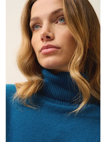 Just Cashmere Kasjmieren coltrui "Lexie" blauw