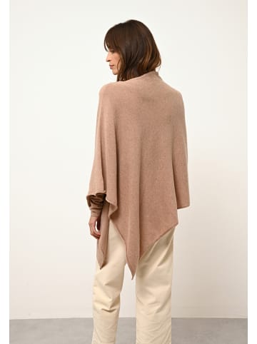 Just Cashmere Kaszmirowe ponczo "Meredith" w kolorze beżowym