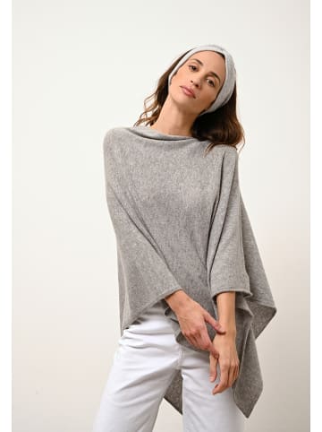 Just Cashmere Kaszmirowe ponczo "Meredith" w kolorze szarym
