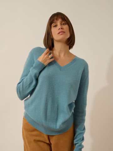 Just Cashmere Kaszmirowy sweter "Nora" w kolorze błękitnym