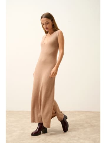 Just Cashmere Kasjmieren jurk "Tessa" beige
