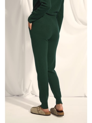 Just Cashmere Kaszmirowe spodnie "Wendy" w kolorze zielonym
