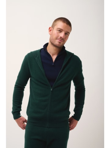 Just Cashmere Kasjmieren vest "Elliot" donkergroen