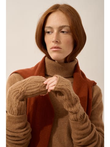 Just Cashmere Kaszmirowe mankiety "Bale" w kolorze jasnobrązowym