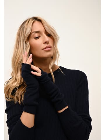 Just Cashmere Kasjmieren armstulpen "Zoe" donkerblauw