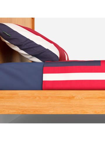 Benetton 4-delige set: satijnen bedlakens en kussenslopen donkerblauw/rood